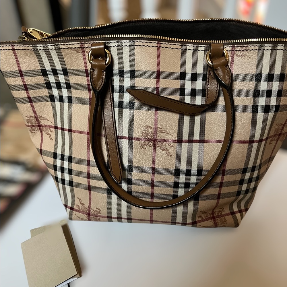 SOLD-Burberry Haymarket Tote